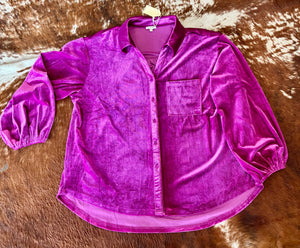 Velvet Button Up Shirt
