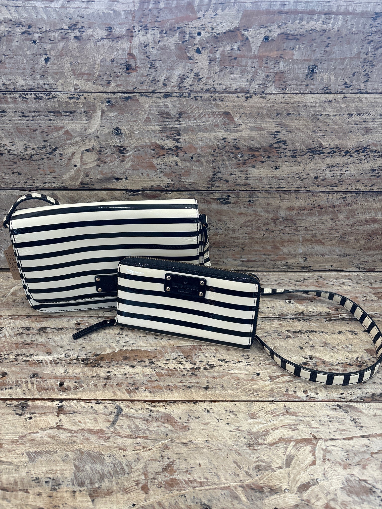 Kate Spade black and white cross body with matching wallet