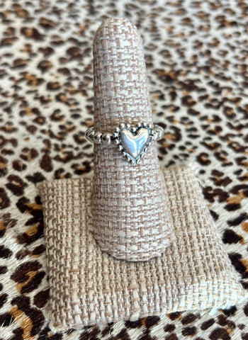 Dian Malouf Sterling Silver Heart Charm Ring (6-8 week production)