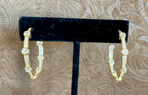Fossick Medium Gold Hoop Earrings with CZ's
