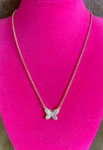Fossick 16" 14K Gold Plated Pave Butterfly Necklace