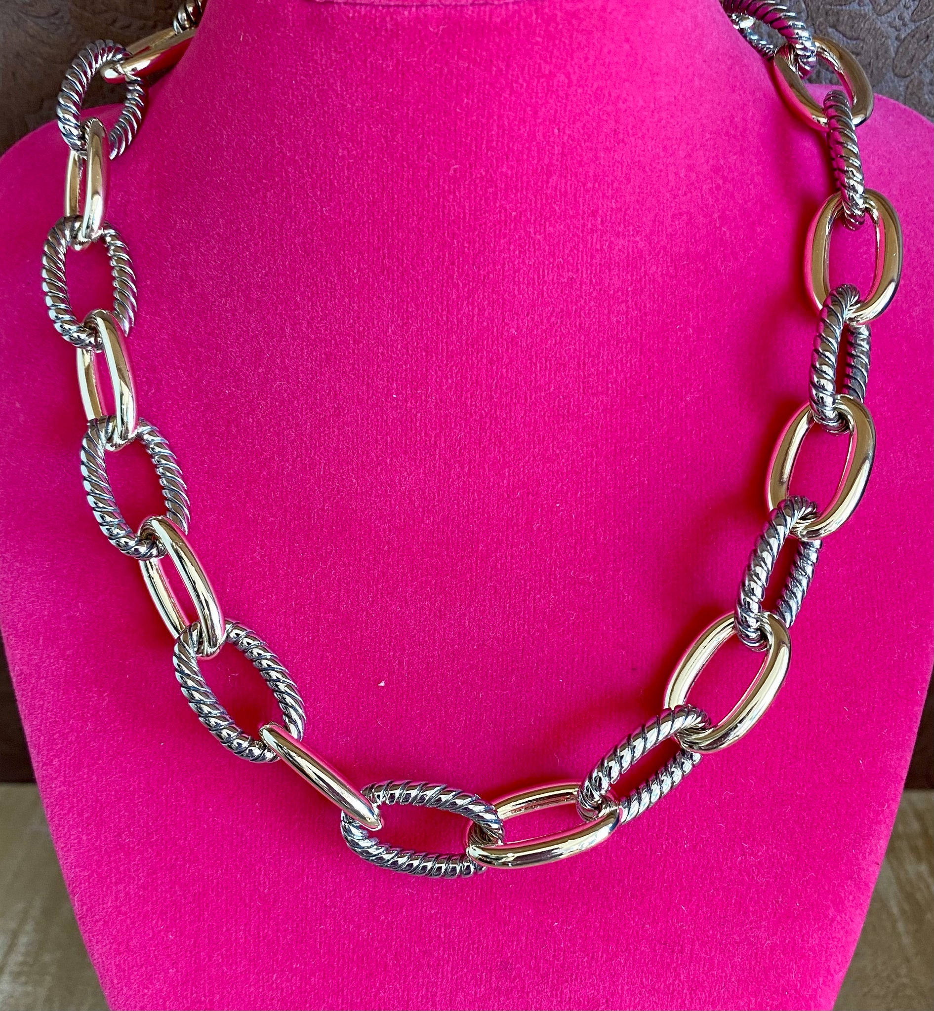 Fossick 18" Silver and 14K Gold Link Necklace