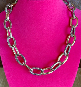 Fossick 18" Silver and 14K Gold Link Necklace