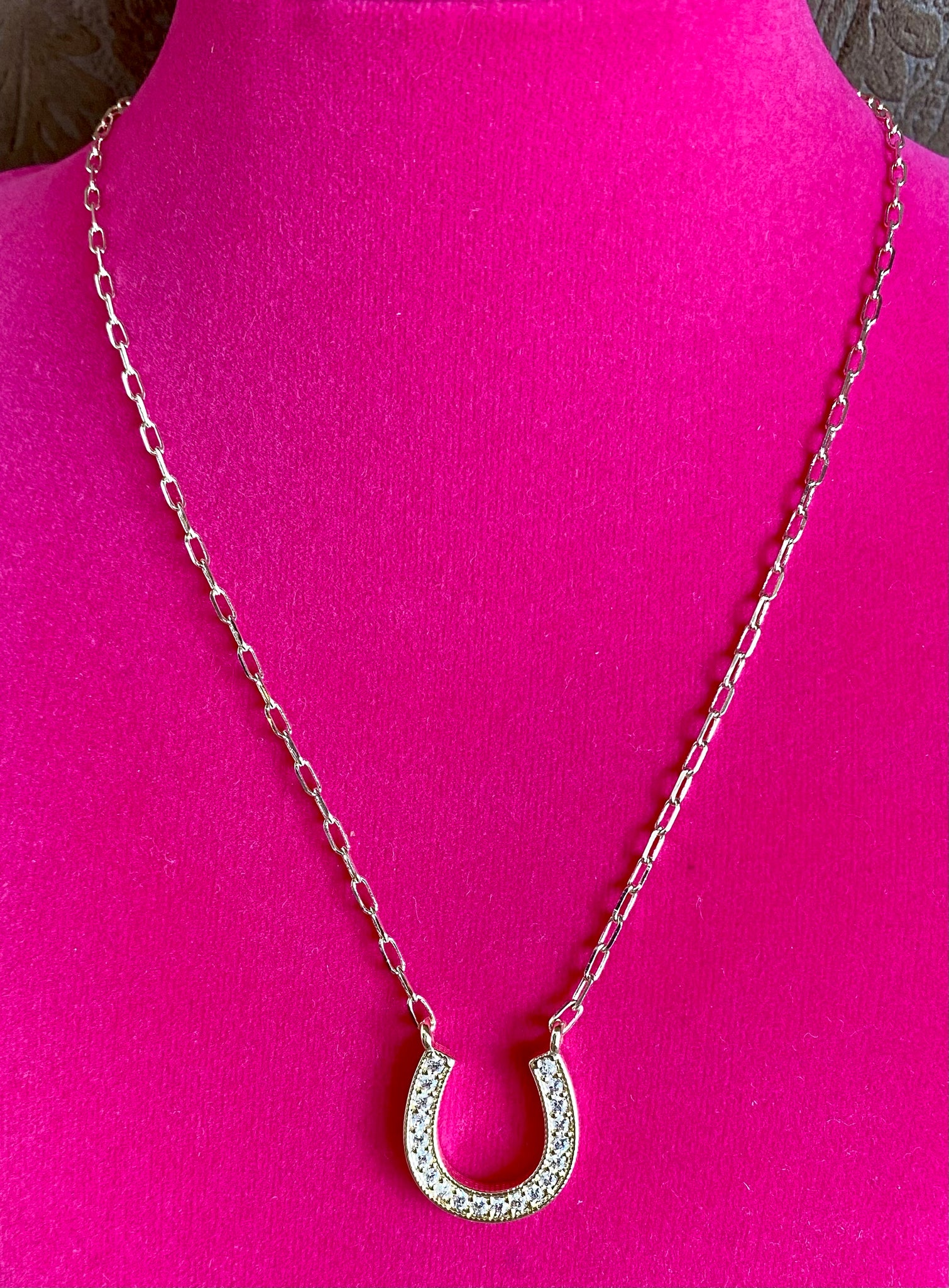 Fossick 14K Gold Plated Horseshoe Pave Necklace