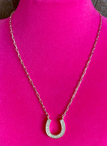 Fossick 14K Gold Plated Horseshoe Pave Necklace