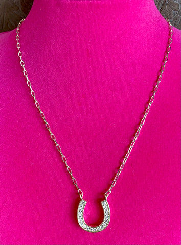 Fossick 14K Gold Plated Horseshoe Pave Necklace