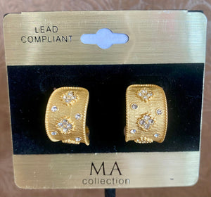 Fossick Brushed Gold & CZ Hoop Earring