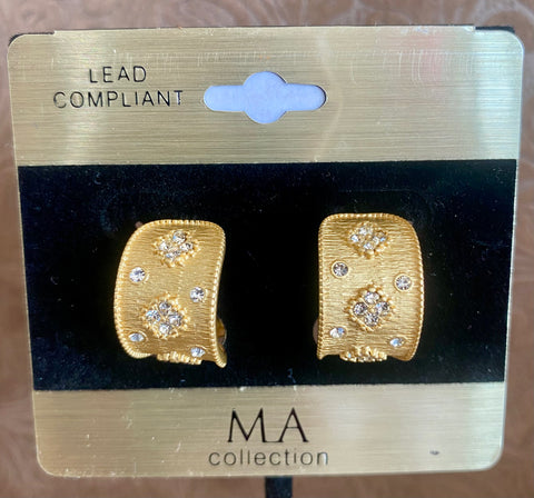 Fossick Brushed Gold & CZ Hoop Earring