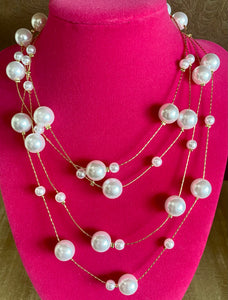 Fossick Extra Long Gold and Faux Pearl Necklace