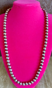 24" Sterling Silver Navajo Beaded Necklace