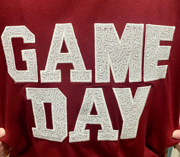 "Game Day" Sequin Bubble Sleeve Top