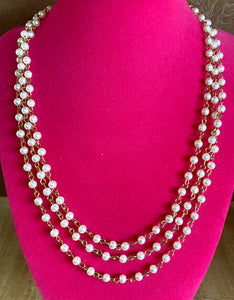 Fossick 60" Gold and Faux Pearl Chain Necklace