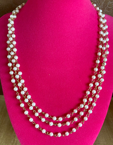 Fossick 60" Gold and Faux Pearl Chain Necklace