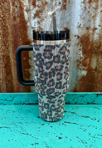 40oz Morgan Leopard Print Diamond Tumbler