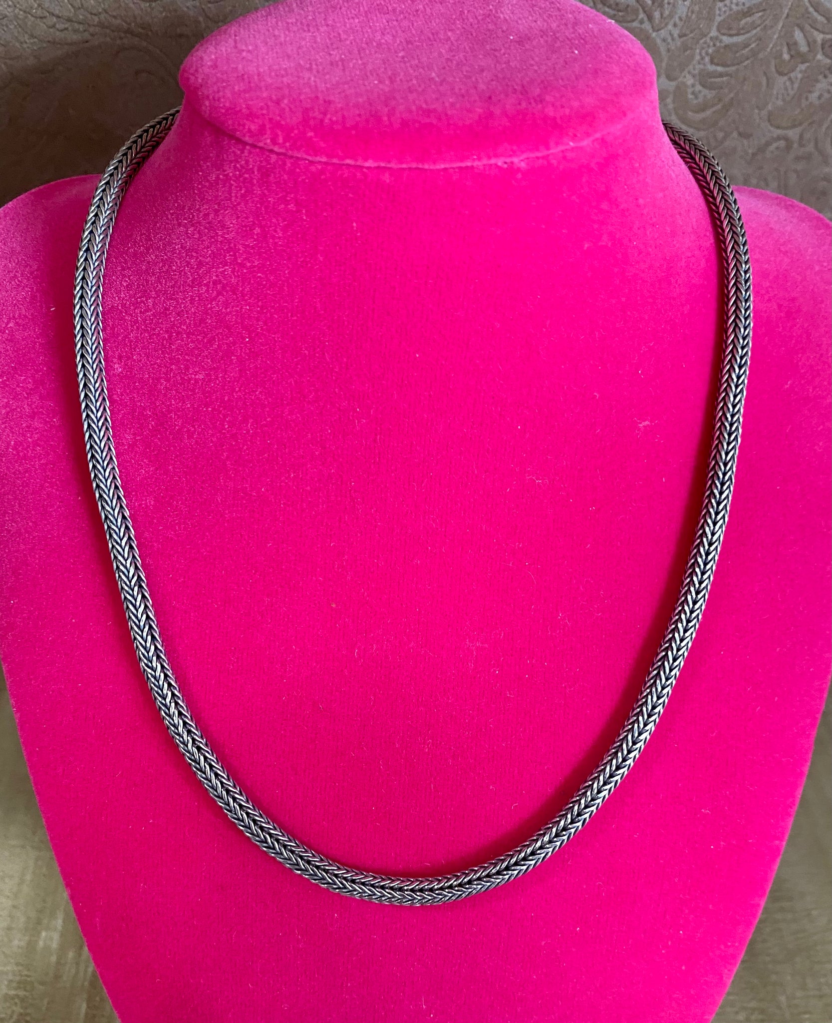 16.5" Vintage Sterling Silver Round Chain Necklace