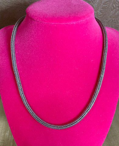 16.5" Vintage Sterling Silver Round Chain Necklace