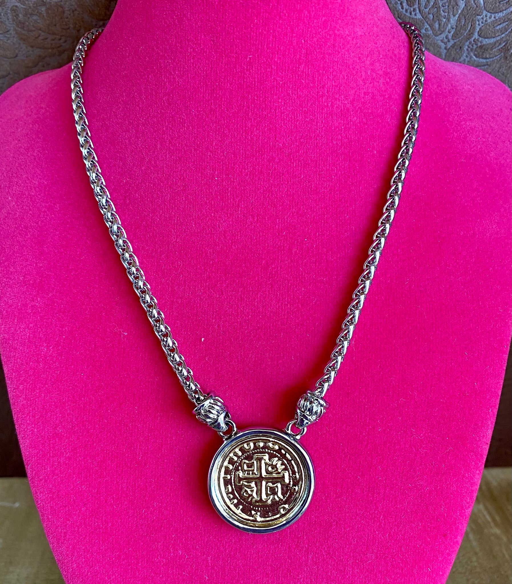 Fossick Silver Box Chain with 14K Gold Plated Pendant