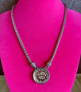 Fossick Silver Box Chain with 14K Gold Plated Pendant