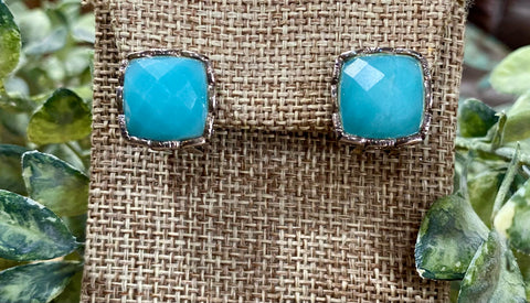Sterling Silver Larimar Post Earrings