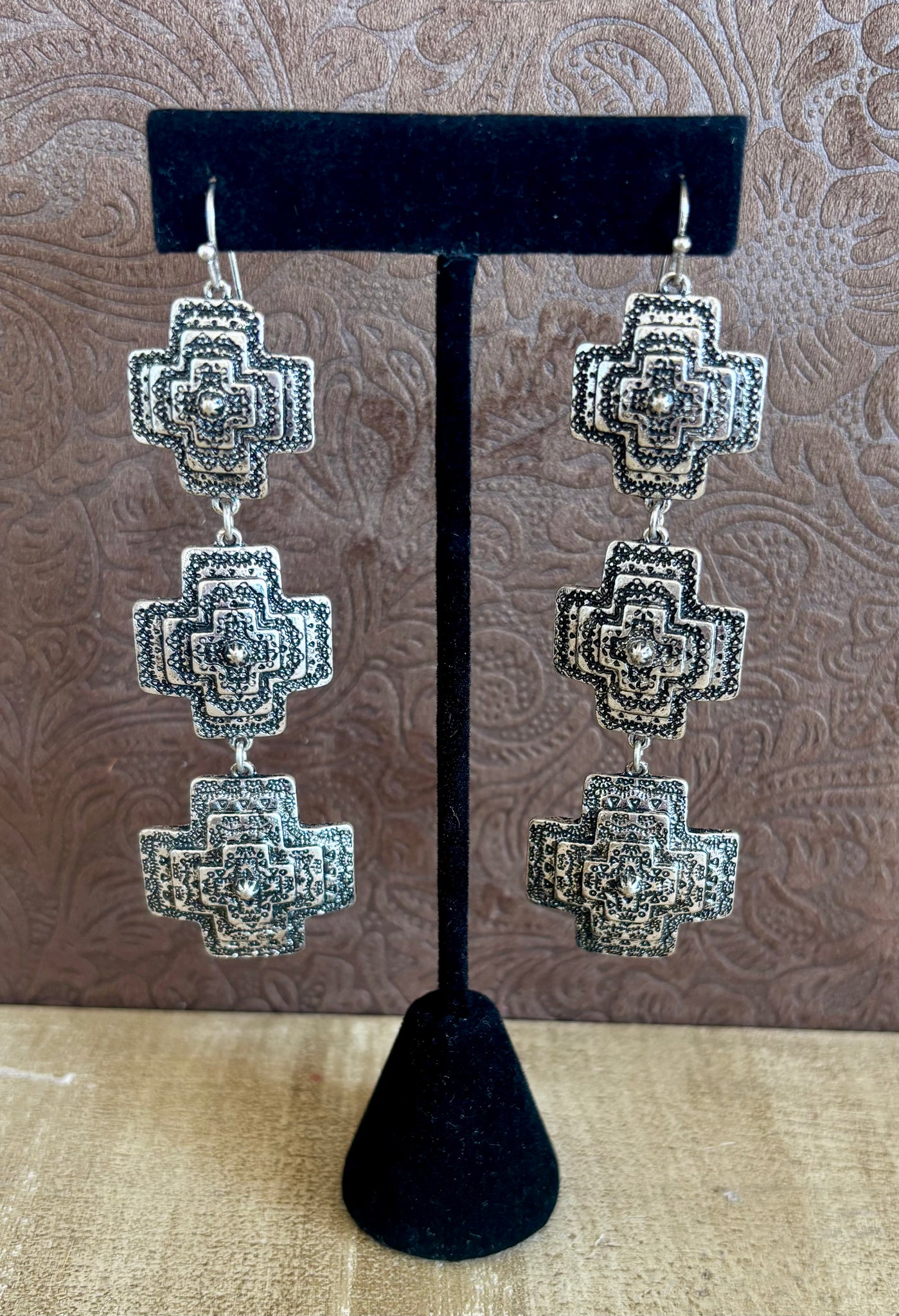 Silver 3 Cross Earring