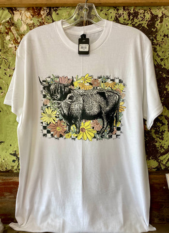 Floral Highland Cow T-Shirt