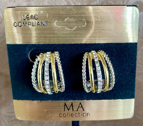 Fossick Mixed Metal 1/2 Hoops with CZ Accents