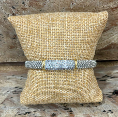 JB3799 Silver TT beady bracelet