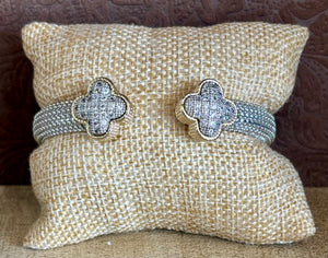 Fossick Mixed Metal Pave Clover Bracelet