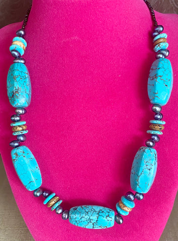 Turquoise and Pearl Necklace