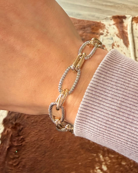 Fossick Two Tone Oval Link Bracelet