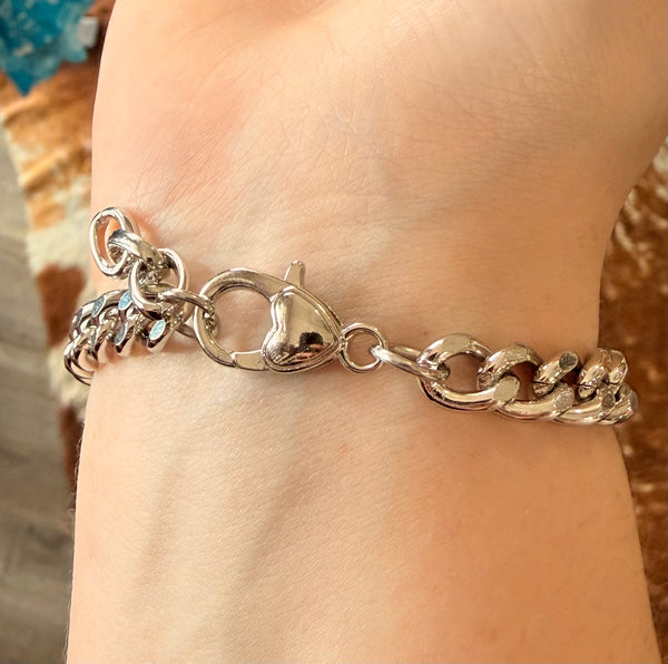 Fossick CZ Silver Cuban Bracelet