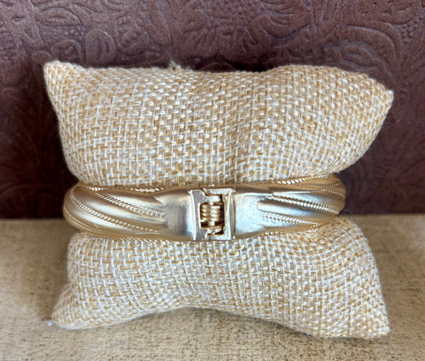 Fossick Pave Tipped Brushed Gold Hinge Bracelet