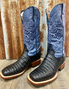 Ladies Black Caiman Print Boot