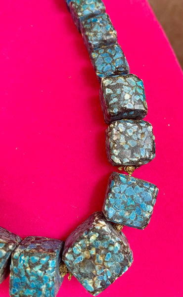 Vintage Genuine Raw Turquoise Stone Necklace