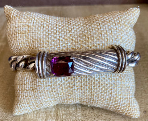 GR SS Twisted Bar Bracelet Amethyst