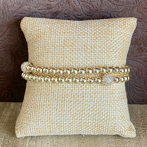Fossick Double Layer Gold Bracelet with CZ Ball Accents