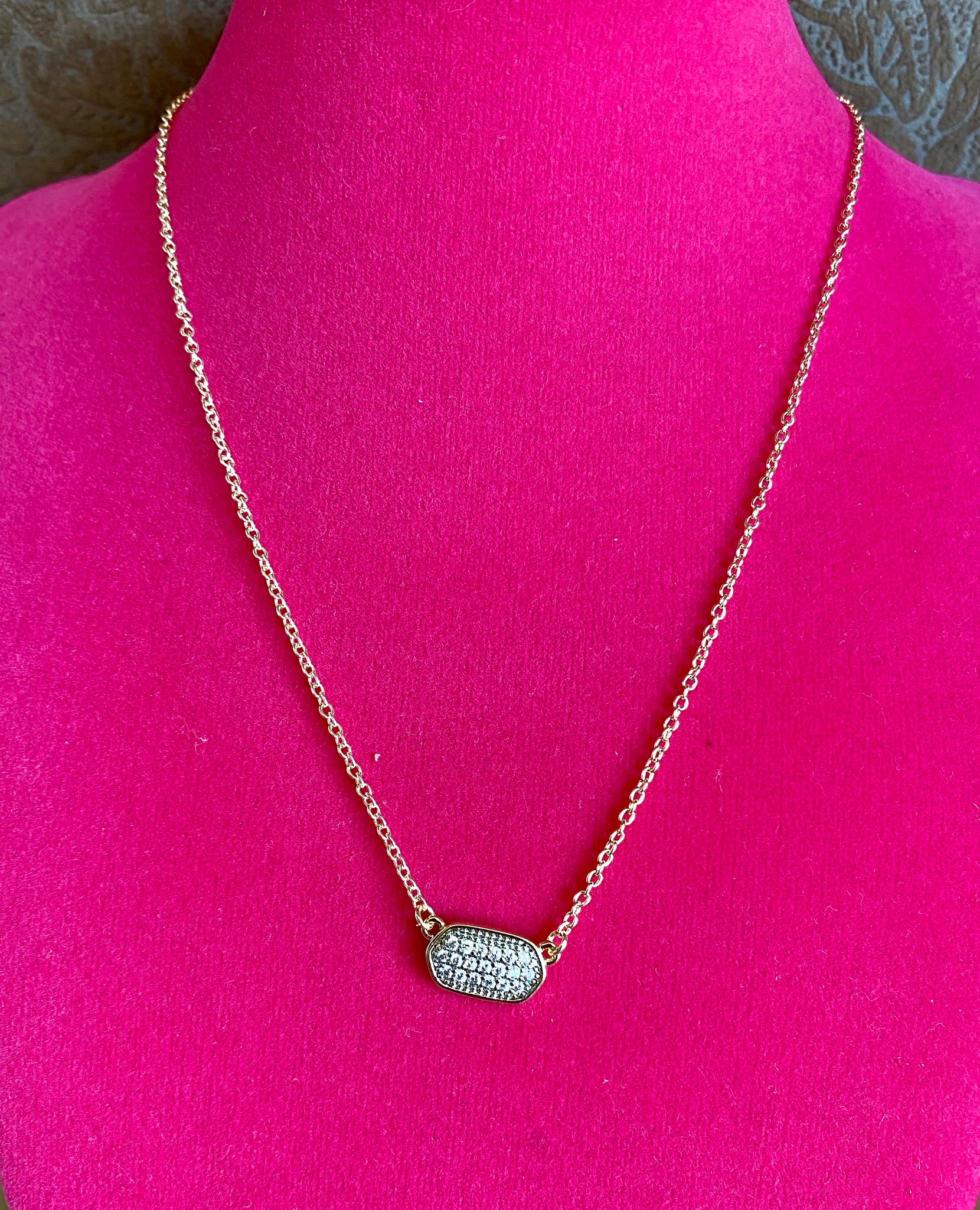 Fossick 14K Gold Plated Dainty Pave Necklace