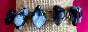 Polished Stone Snowflake Obsidian Bracelet