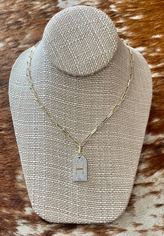 JN3858 GLD paper clip neck w/ H pend
