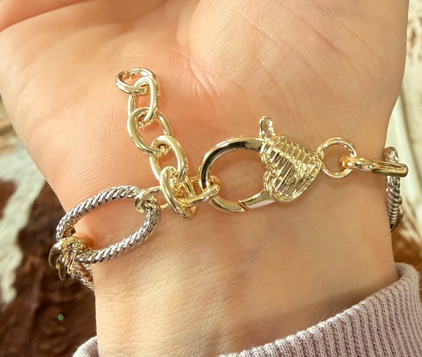 Fossick Two Tone Oval Link Bracelet