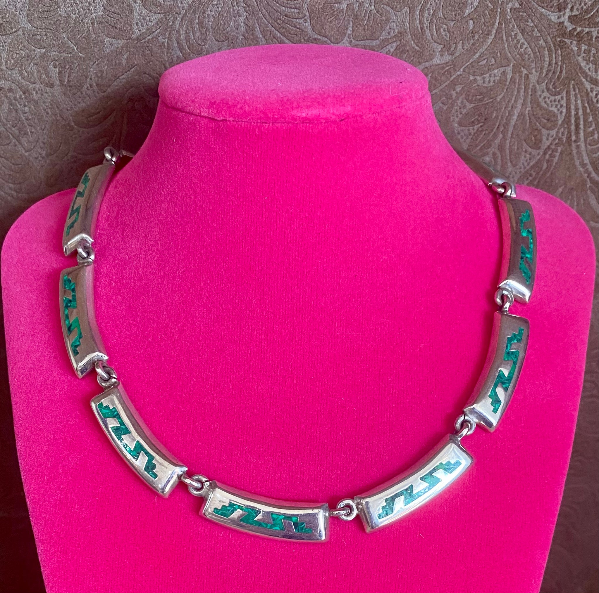 Sterling Silver Turquoise Inlay Necklace