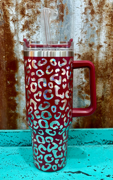 Maroon Leopard Morgan Tumbler