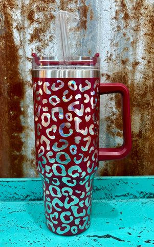 Maroon Leopard Morgan Tumbler