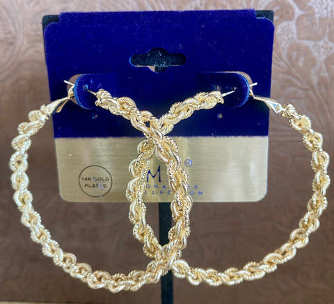 Fossick 2" Gold Braided Hoop Earring