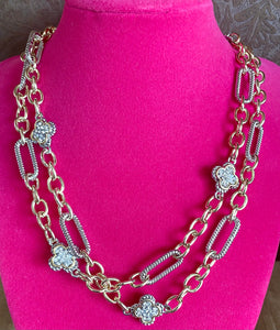 Fossick 36" 2-Tone Clover Chain Necklace