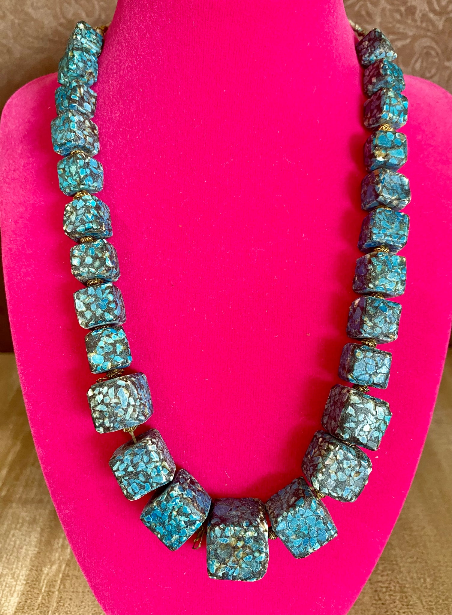 Vintage Genuine Raw Turquoise Stone Necklace