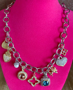 Fossick 18" Silver Charm Necklace with Colored Stones