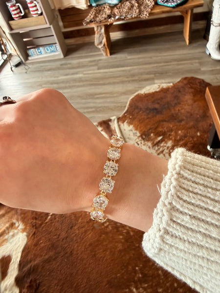 Fossick CZ Gold Cuban Bracelet