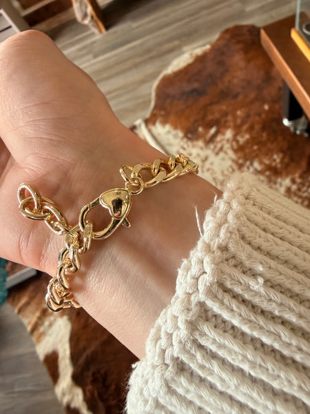 Fossick CZ Gold Cuban Bracelet