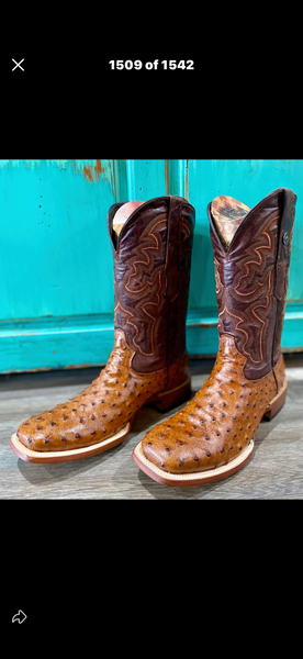 Mens Carter Rustic Cognac Print Boots